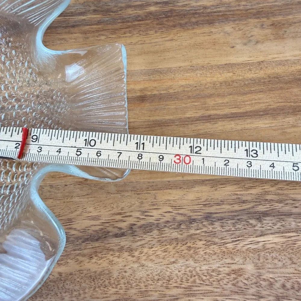 Arcoroc France Clear Glass Fish Plates Set of 6 Textured Coastal Plates